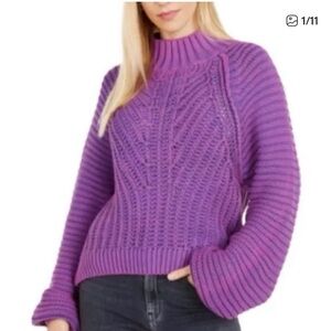 NWT FREE PEOPLE Glowing Orchid Purple Women's Sweetheart Sweater SZ LARGE